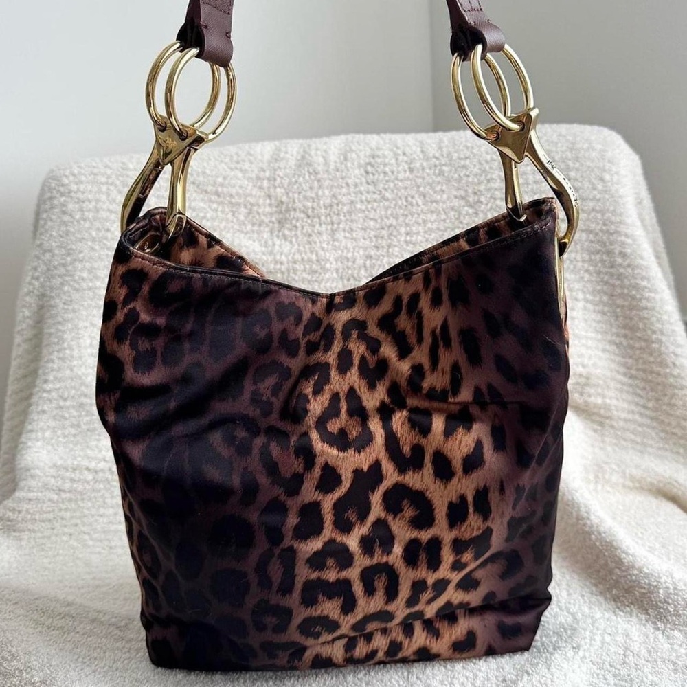 Leopard Print Hobo Bag with Gold Accents